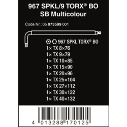 Kpl.kluczy trzp.TORX BO z kulką T8-T40 967/9
