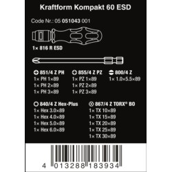 Kpl. bitów Kraftform z rękojeścią 60 ESD