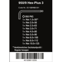 Kpl.kluczy trzpieniowych HEX-PLUS z kulką 950PKS