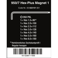 Kpl.kluczy trzpieniowych HEX-PLUS MAGNET z kulką