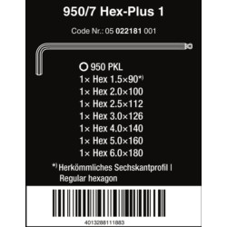 Kpl.kluczy trzpieniowych HEX-PLUS z kulką 950