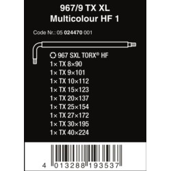 Kpl.kluczy trzpieniowych TORX HF XL TX8-40 3967/9
