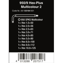 Kpl.kluczy trzpieniowych Multicolor HEX PLUS 950/9