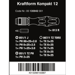 Kpl.bitów+rękojeść Kraftform Kompakt 12,10szt.