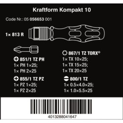 Kpl.bitów+rękojeść 1/4" Kraftform Kompakt/10szt.