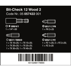 Kpl.bitów 25mm do drewna Bit-Check Wood 2