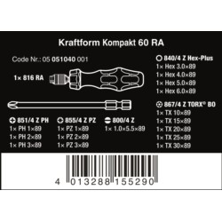 Kpl.bitów 1/4" z grzechotką Rapidator 60 RA