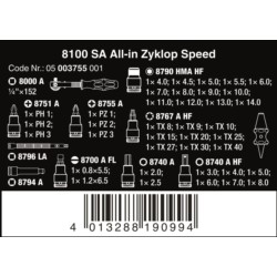 Kpl.nasadek 1/4" z grzechotką Zyklop Speed 8100 SA